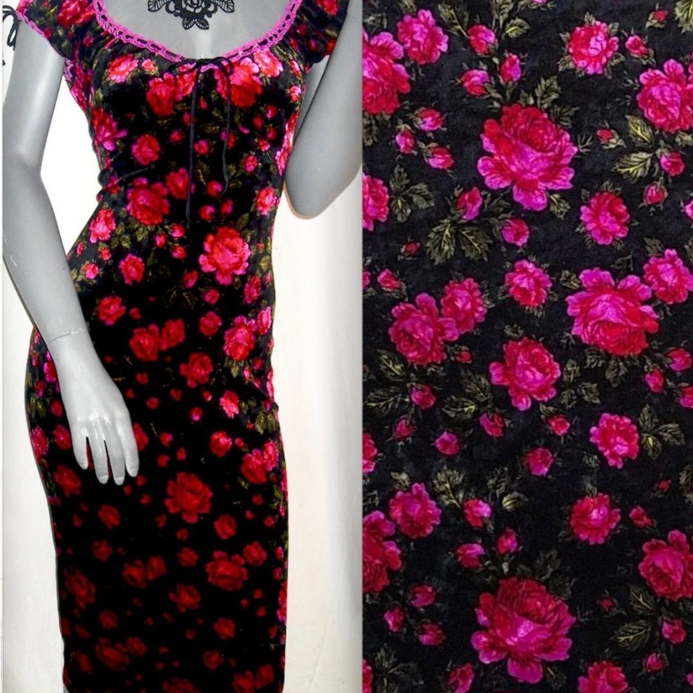Betsey Johnson Black and Pink Floral Dress - Picture 2 of 3